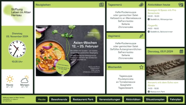 Infodisplays für Heime und Institutionen