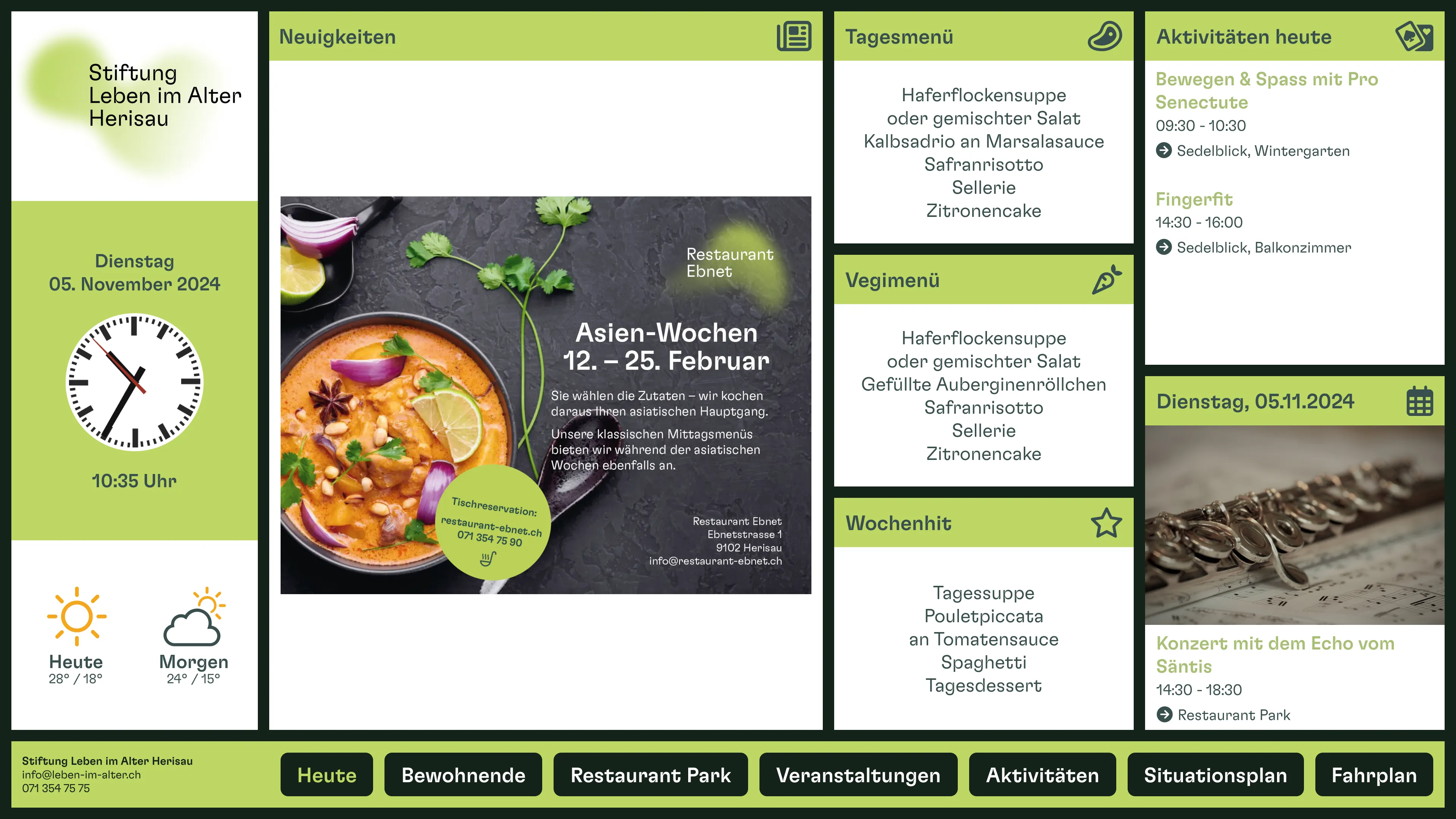 Infodisplays für Heime und Institutionen